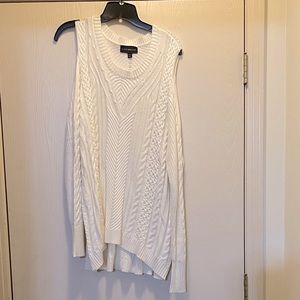 Lane Bryant Cream Cold Shoulder Cable Knit Sweater Size 22/24